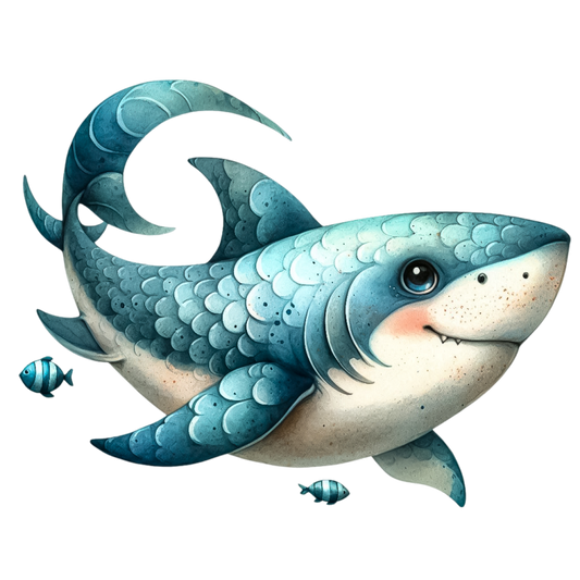 Shark Blue Fish Cartoon Ocean Vinyl Sticker Decal