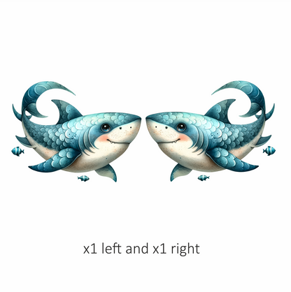 Shark Blue Fish Cartoon Ocean Vinyl Sticker Decal