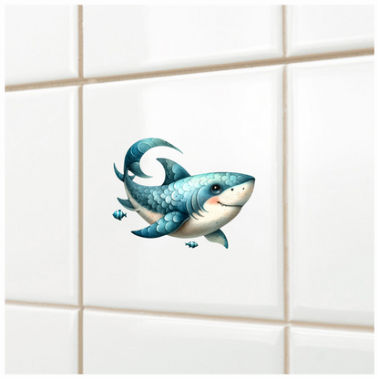 Shark Blue Fish Cartoon Ocean Vinyl Sticker Decal