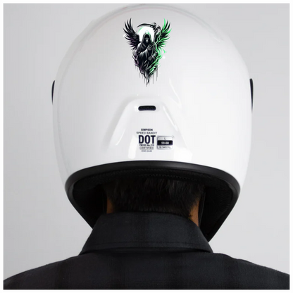 Grim Reaper Skull Wings Green Vinyl Sticker Decal