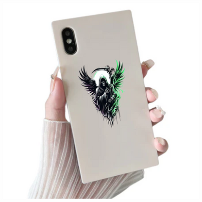 Grim Reaper Skull Wings Green Vinyl Sticker Decal