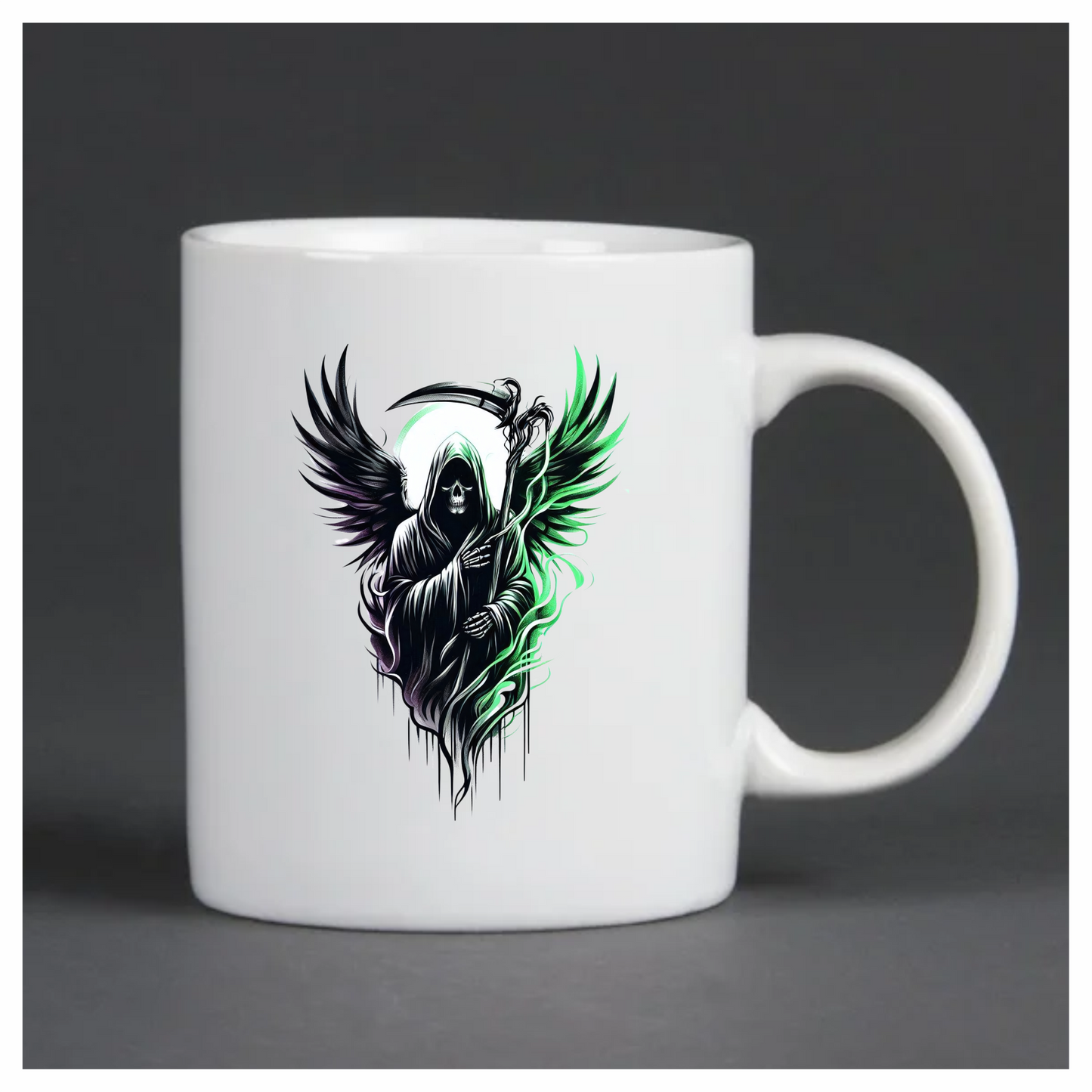 Grim Reaper Skull Wings Green Vinyl Sticker Decal