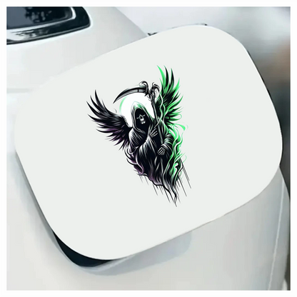Grim Reaper Skull Wings Green Vinyl Sticker Decal
