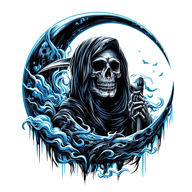 Skull Grim Reaper Blue Water Vinyl Sticker Decal