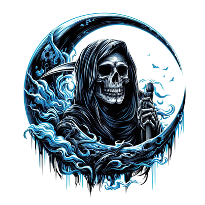 Skull Grim Reaper Blue Water Vinyl Sticker Decal