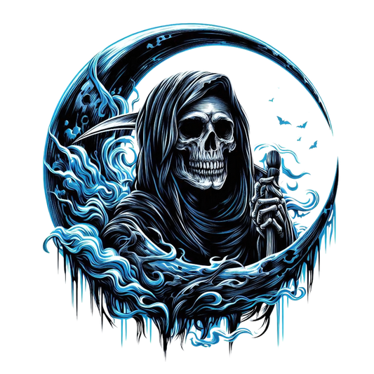 Skull Grim Reaper Blue Water Vinyl Sticker Decal
