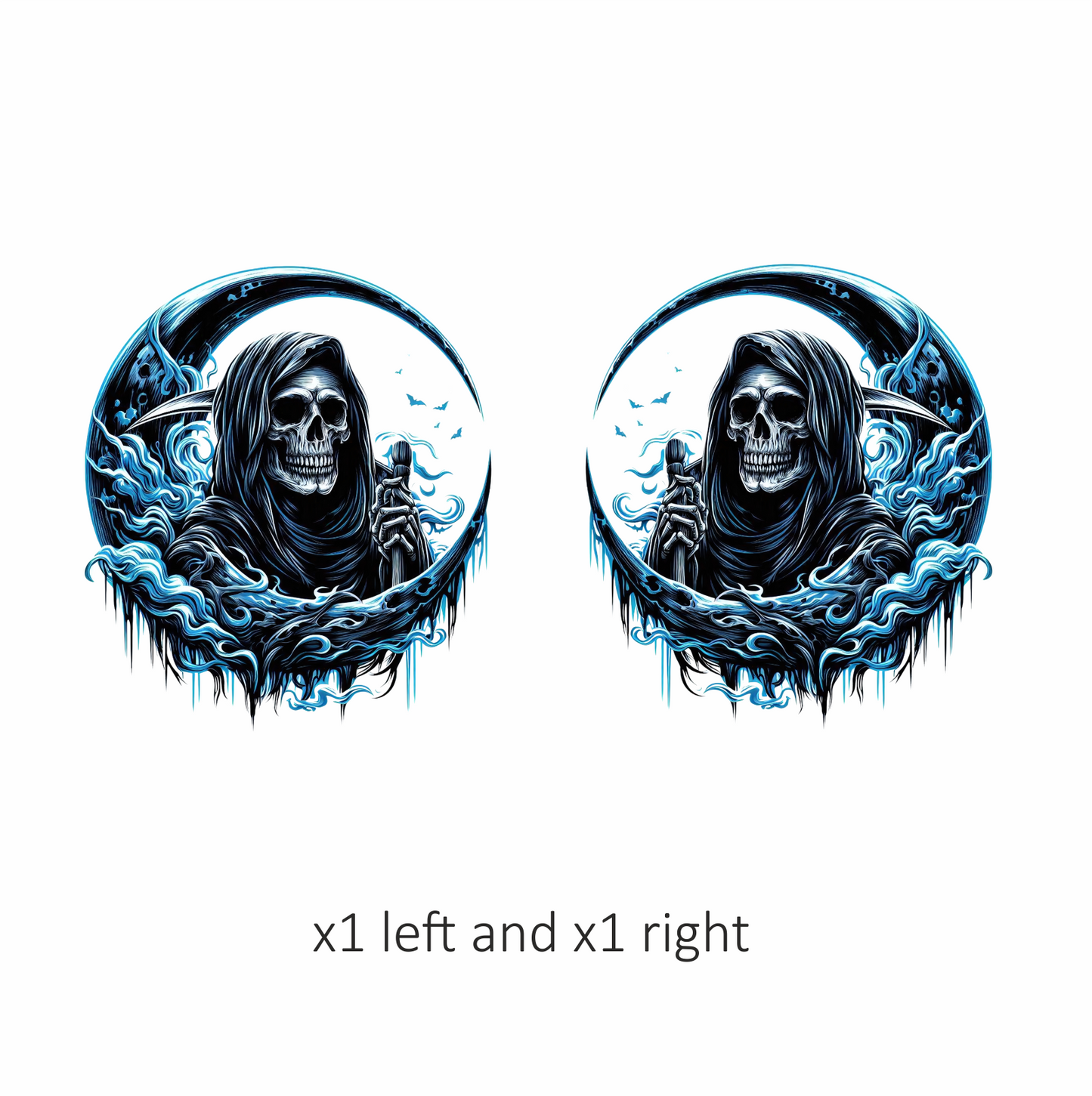 Skull Grim Reaper Blue Water Vinyl Sticker Decal