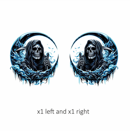 Skull Grim Reaper Blue Water Vinyl Sticker Decal