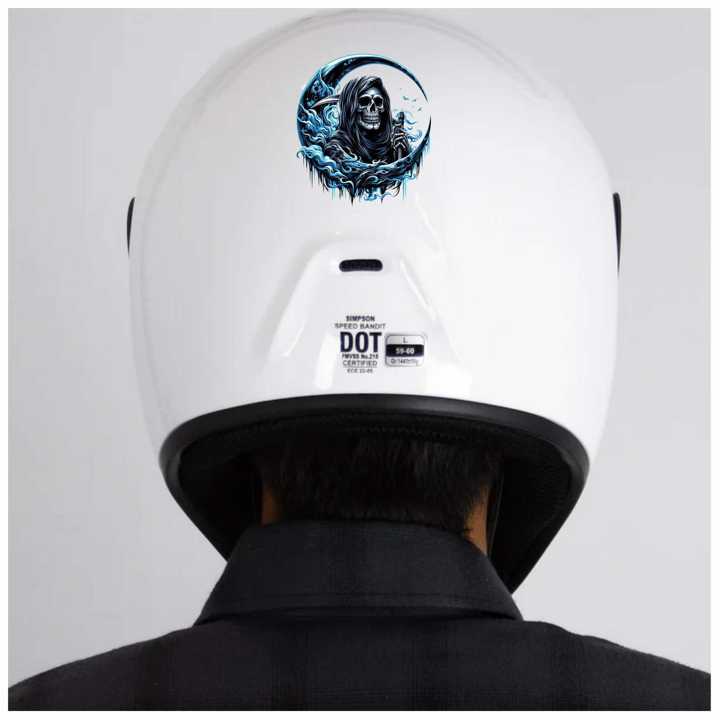 Skull Grim Reaper Blue Water Vinyl Sticker Decal