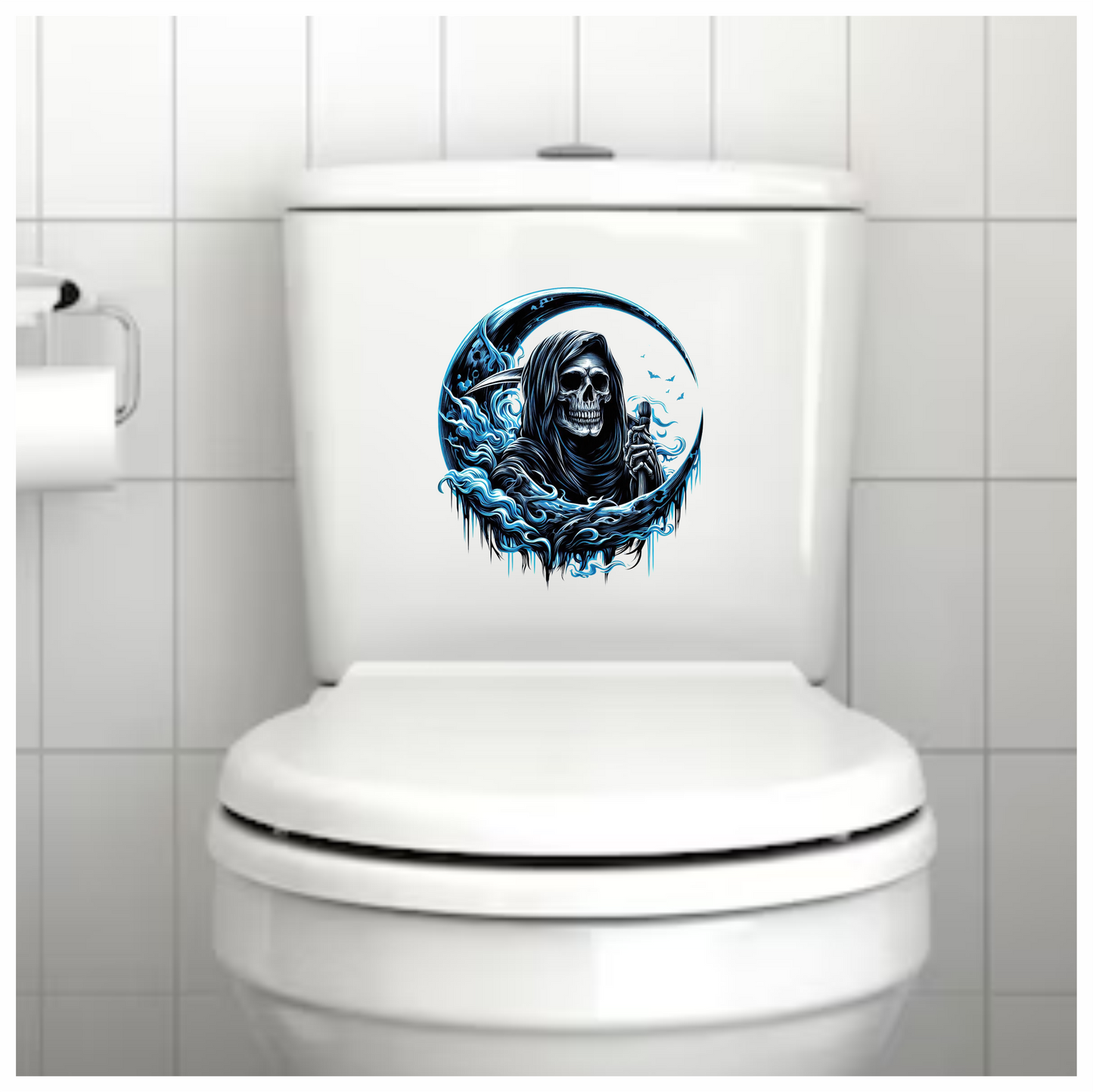 Skull Grim Reaper Blue Water Vinyl Sticker Decal