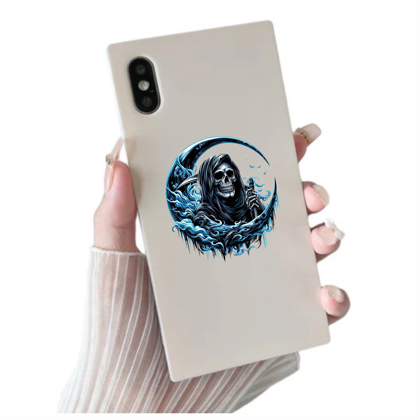 Skull Grim Reaper Blue Water Vinyl Sticker Decal