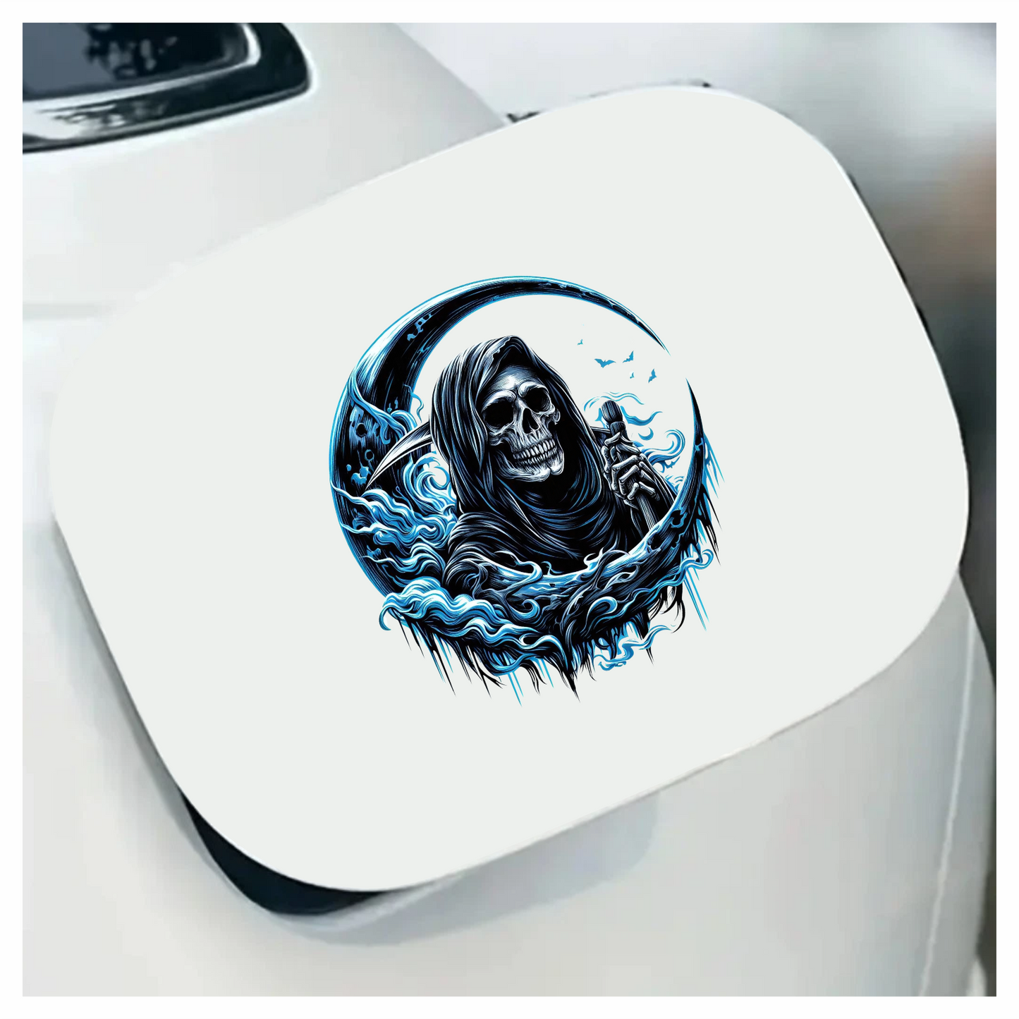 Skull Grim Reaper Blue Water Vinyl Sticker Decal