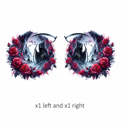 Grim Reaper Red Roses Dark Mountains Crows Dark Vinyl Sticker Decal