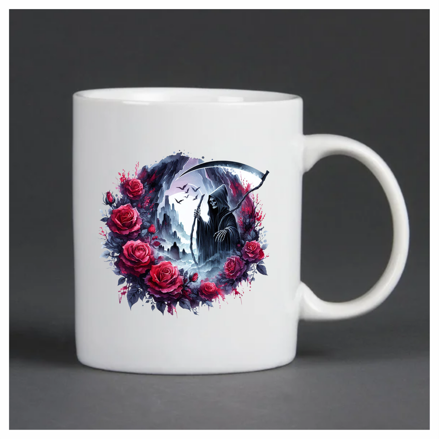 Grim Reaper Red Roses Dark Mountains Crows Dark Vinyl Sticker Decal