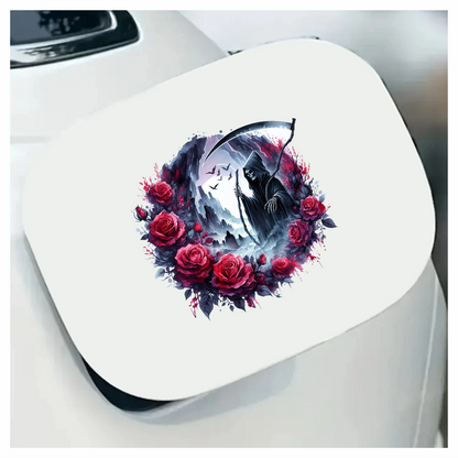 Grim Reaper Red Roses Dark Mountains Crows Dark Vinyl Sticker Decal