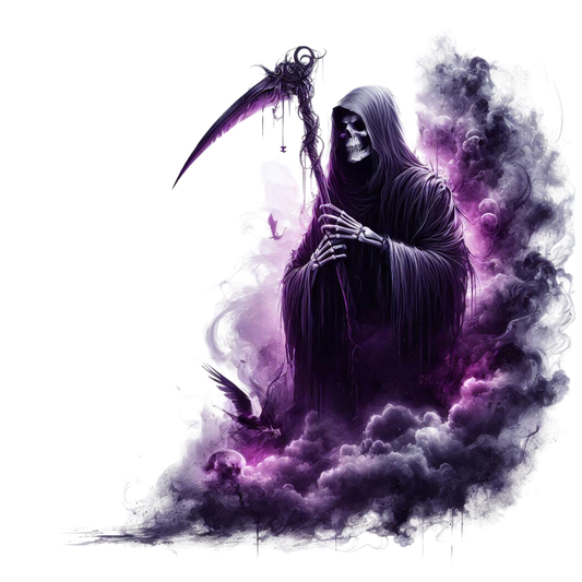 Grim Reaper Purple Smoke Bird Skull Vinyl Sticker Decal