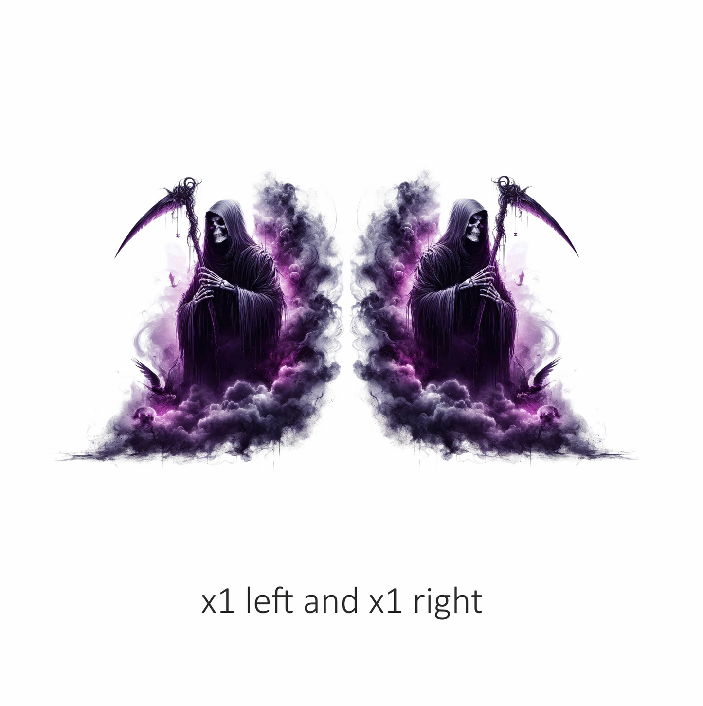 Grim Reaper Purple Smoke Bird Skull Vinyl Sticker Decal