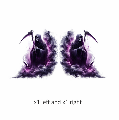 Grim Reaper Purple Smoke Bird Skull Vinyl Sticker Decal