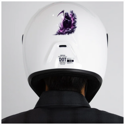 Grim Reaper Purple Smoke Bird Skull Vinyl Sticker Decal