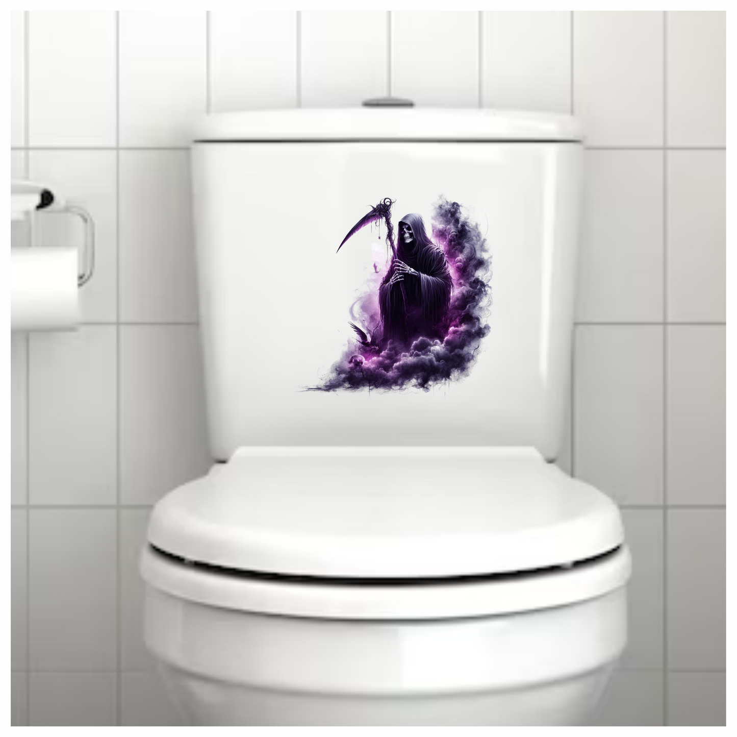 Grim Reaper Purple Smoke Bird Skull Vinyl Sticker Decal