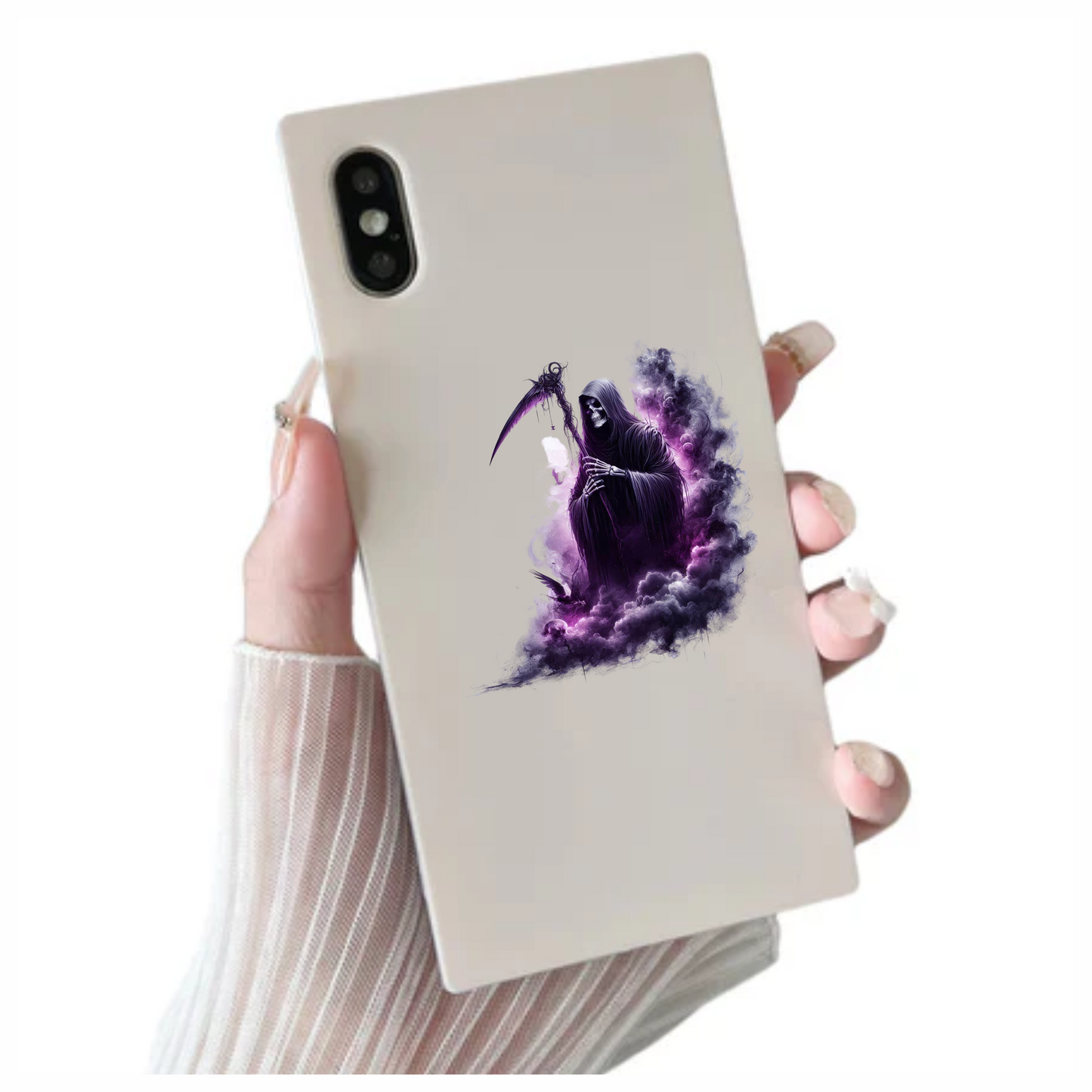 Grim Reaper Purple Smoke Bird Skull Vinyl Sticker Decal
