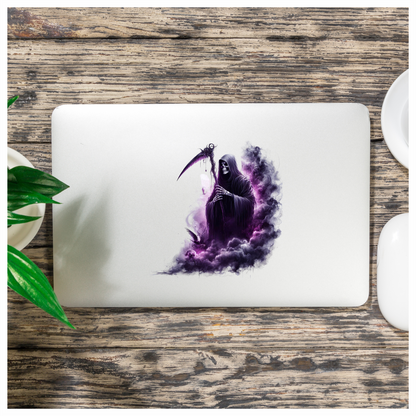 Grim Reaper Purple Smoke Bird Skull Vinyl Sticker Decal