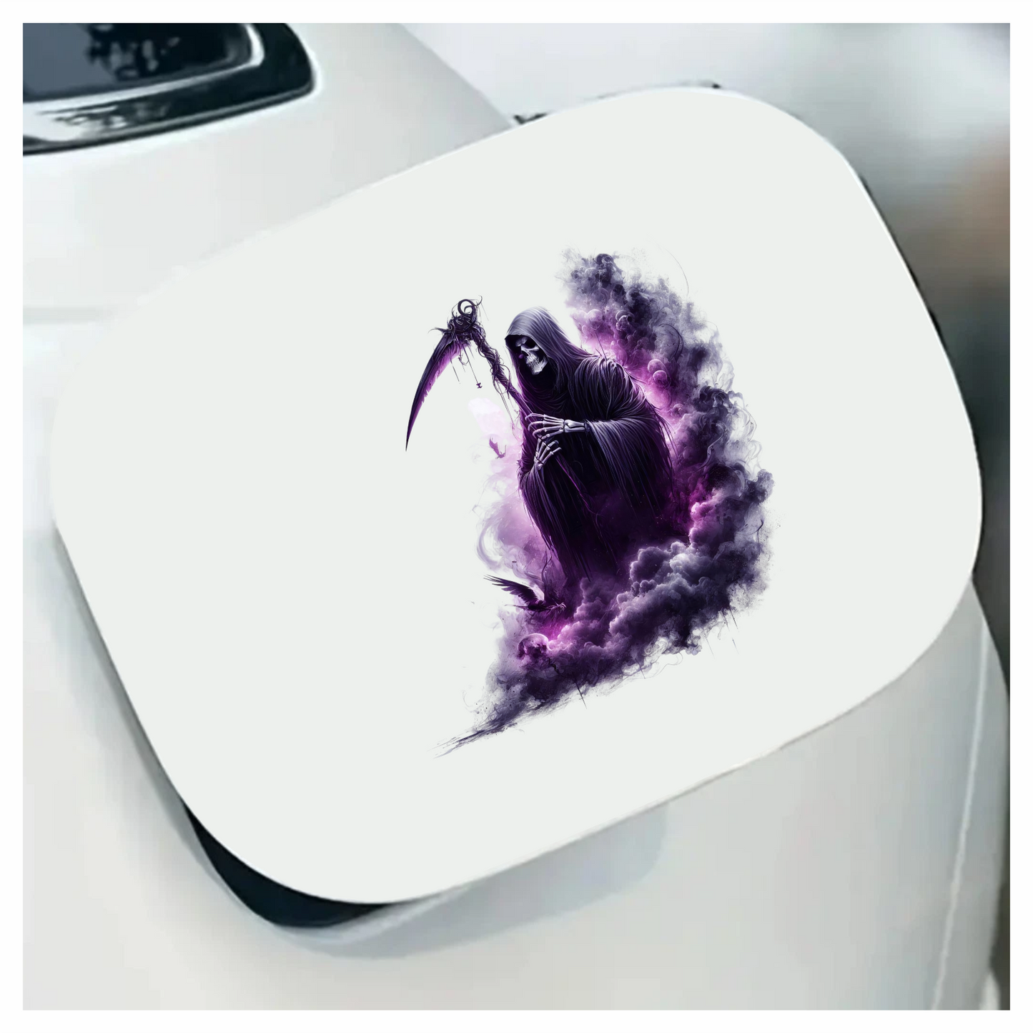 Grim Reaper Purple Smoke Bird Skull Vinyl Sticker Decal