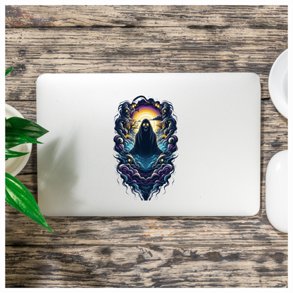 Skull Clouds Night Creature Orange Vinyl Sticker Decal
