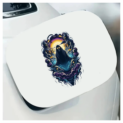 Skull Clouds Night Creature Orange Vinyl Sticker Decal