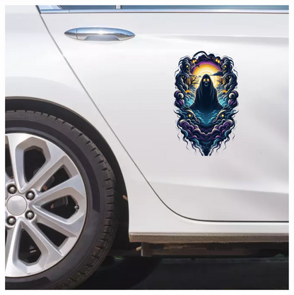 Skull Clouds Night Creature Orange Vinyl Sticker Decal