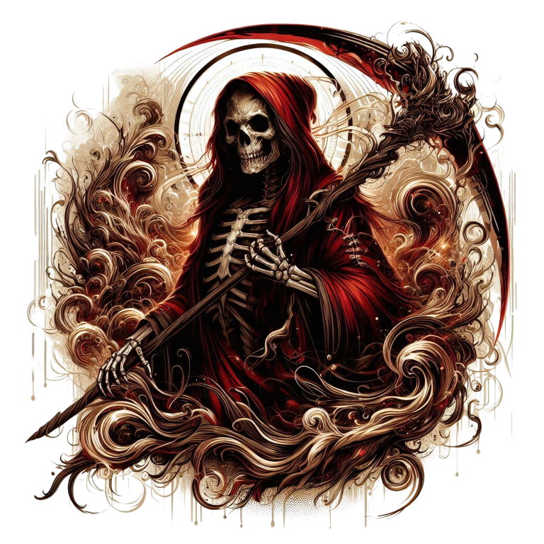 Red Skeleton Grim Reaper Dark Swirl Vinyl Sticker Decal