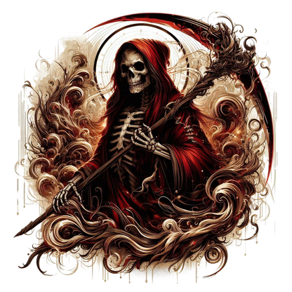 Red Skeleton Grim Reaper Dark Swirl Vinyl Sticker Decal
