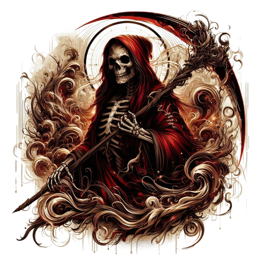 Red Skeleton Grim Reaper Dark Swirl Vinyl Sticker Decal
