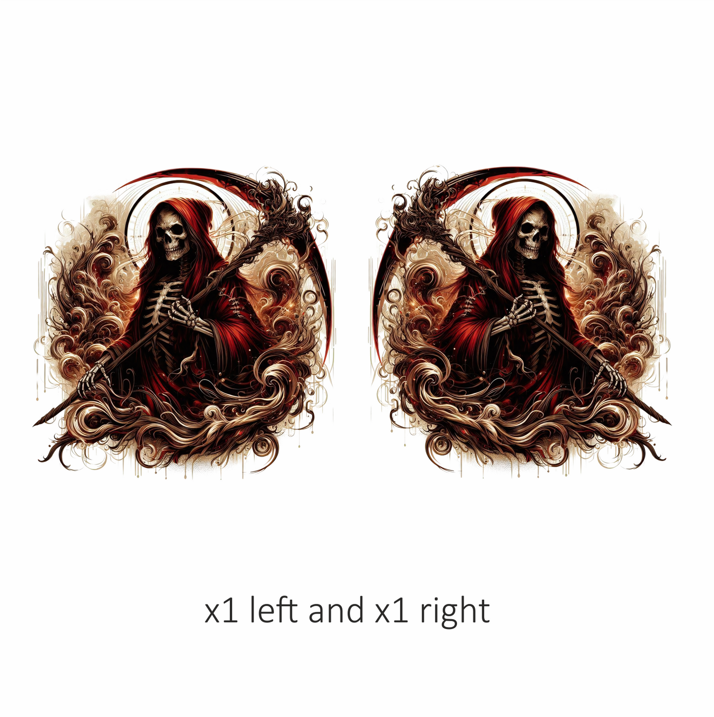 Red Skeleton Grim Reaper Dark Swirl Vinyl Sticker Decal