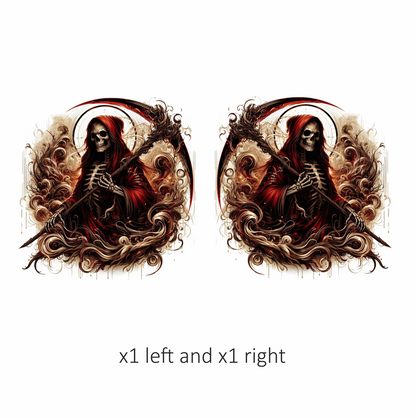 Red Skeleton Grim Reaper Dark Swirl Vinyl Sticker Decal