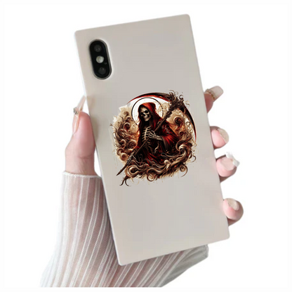 Red Skeleton Grim Reaper Dark Swirl Vinyl Sticker Decal