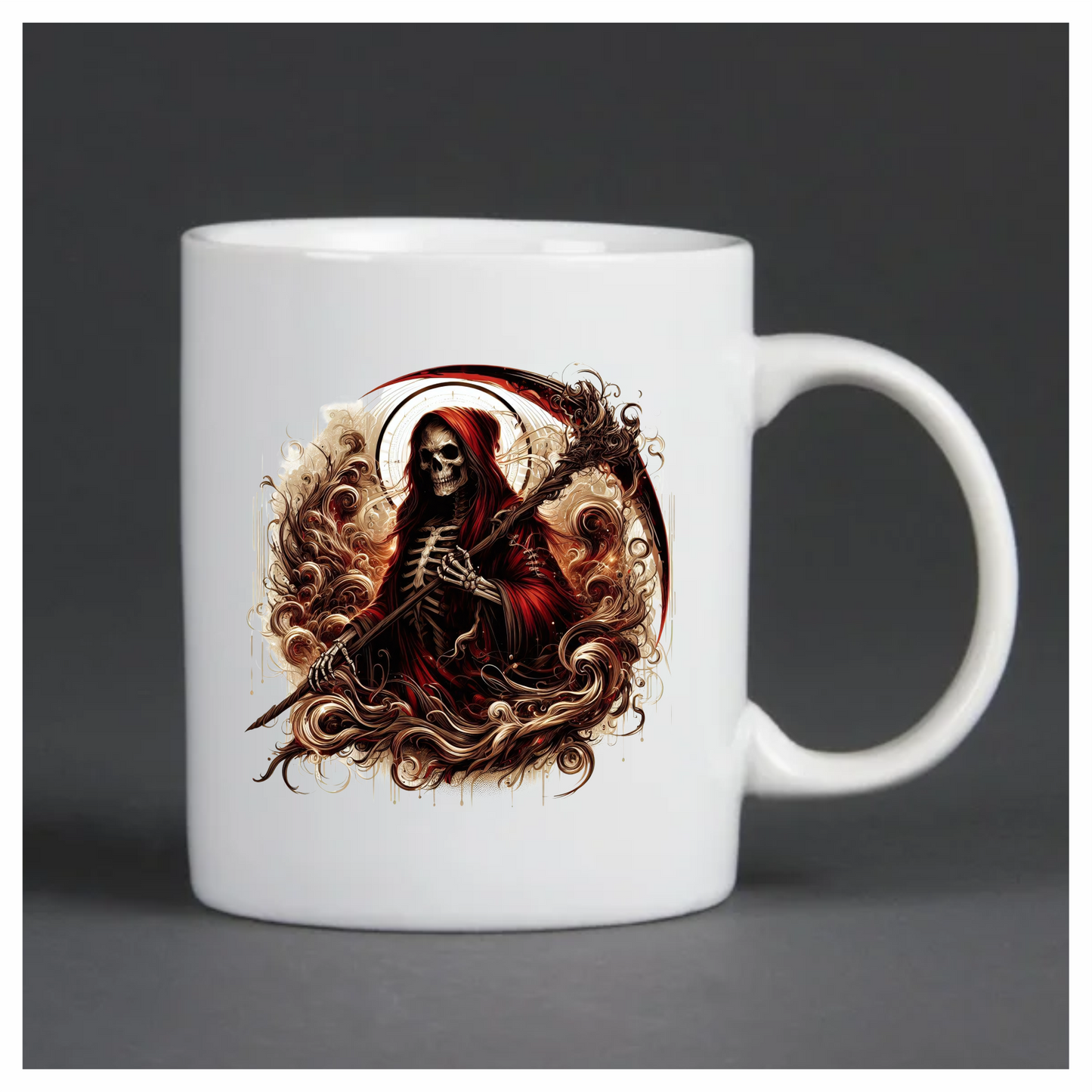 Red Skeleton Grim Reaper Dark Swirl Vinyl Sticker Decal