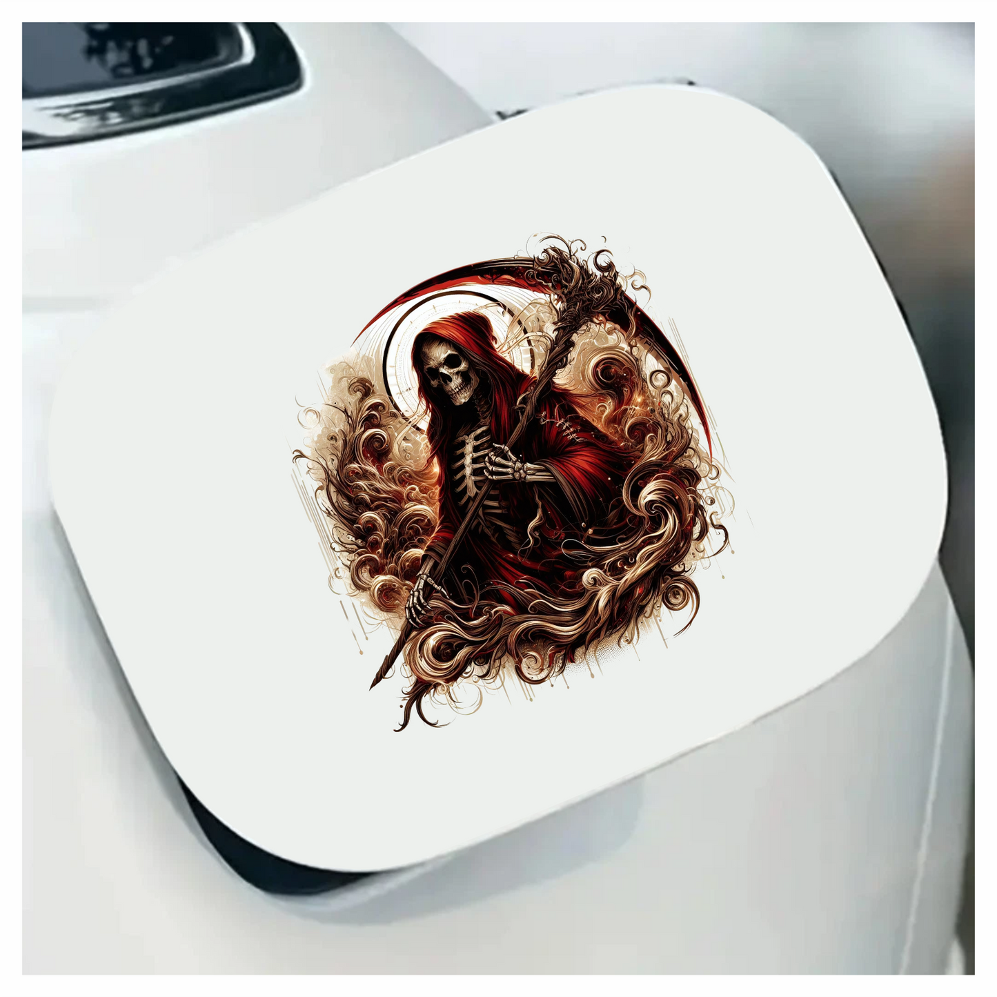Red Skeleton Grim Reaper Dark Swirl Vinyl Sticker Decal