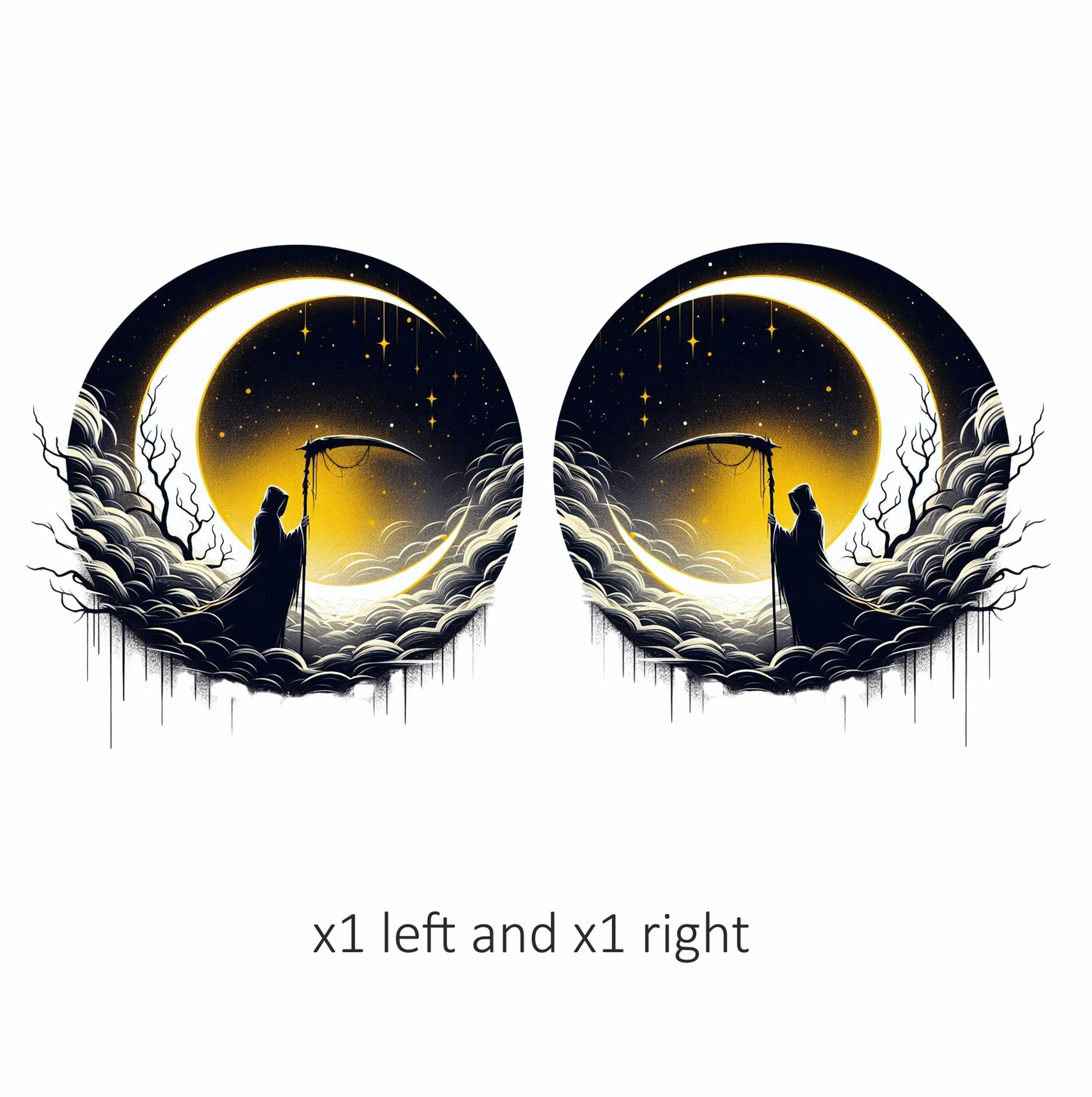 Grim Reaper Moon Clouds Stars Vinyl Sticker Decal