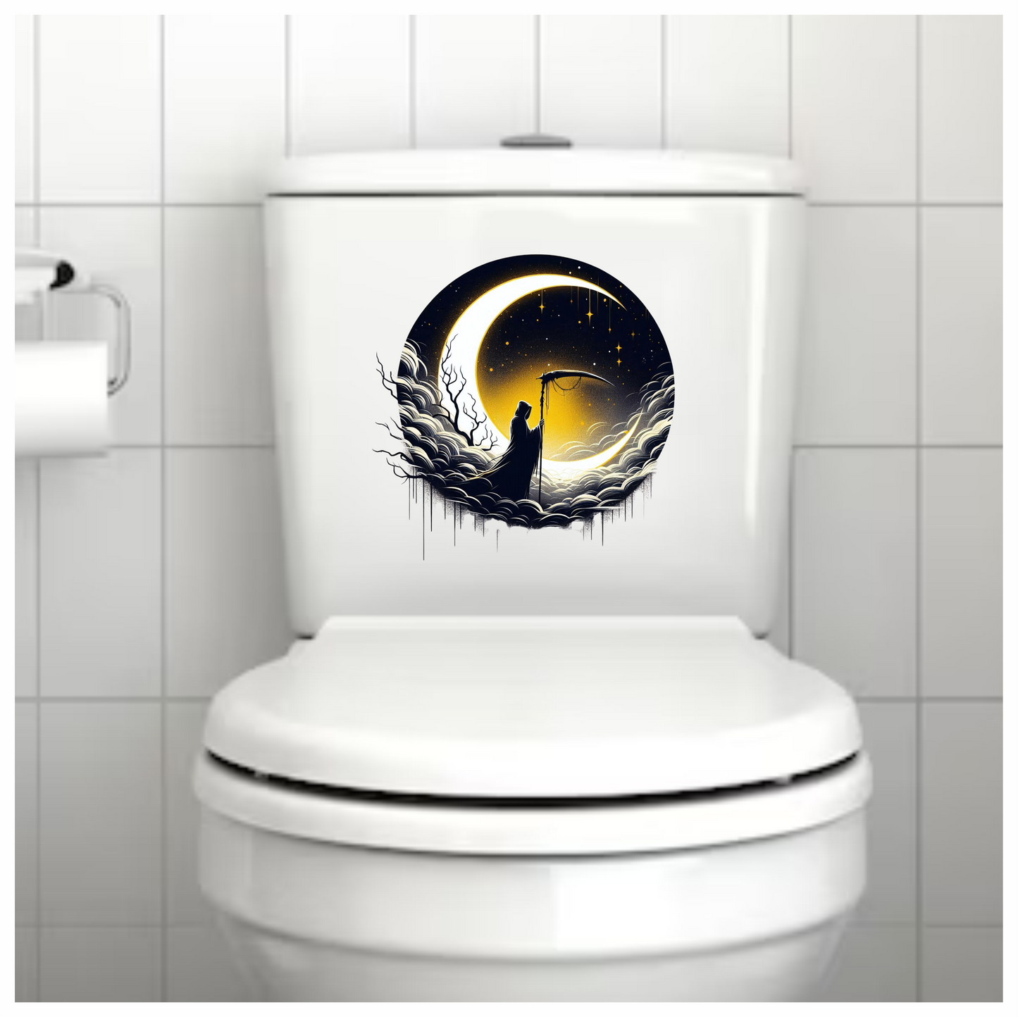 Grim Reaper Moon Clouds Stars Vinyl Sticker Decal