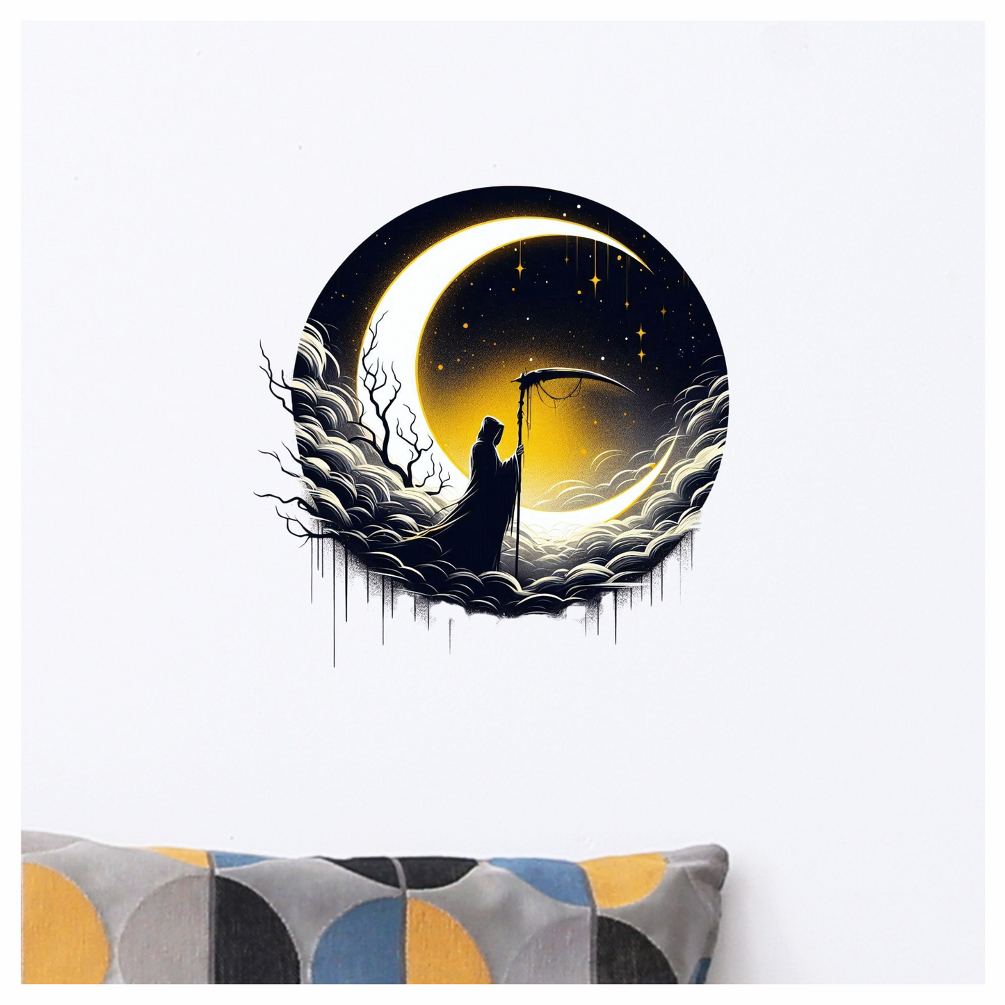Grim Reaper Moon Clouds Stars Vinyl Sticker Decal