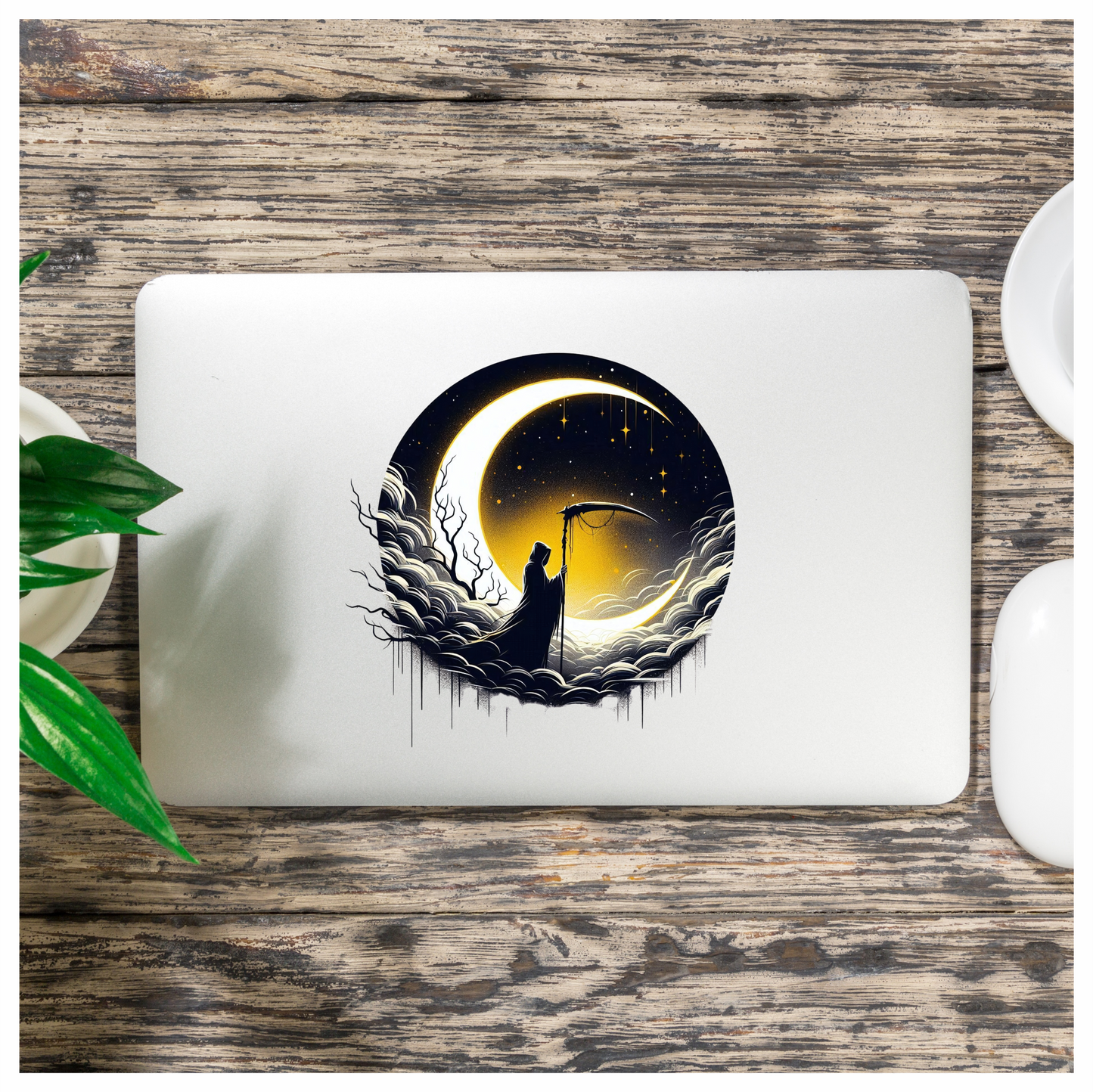 Grim Reaper Moon Clouds Stars Vinyl Sticker Decal