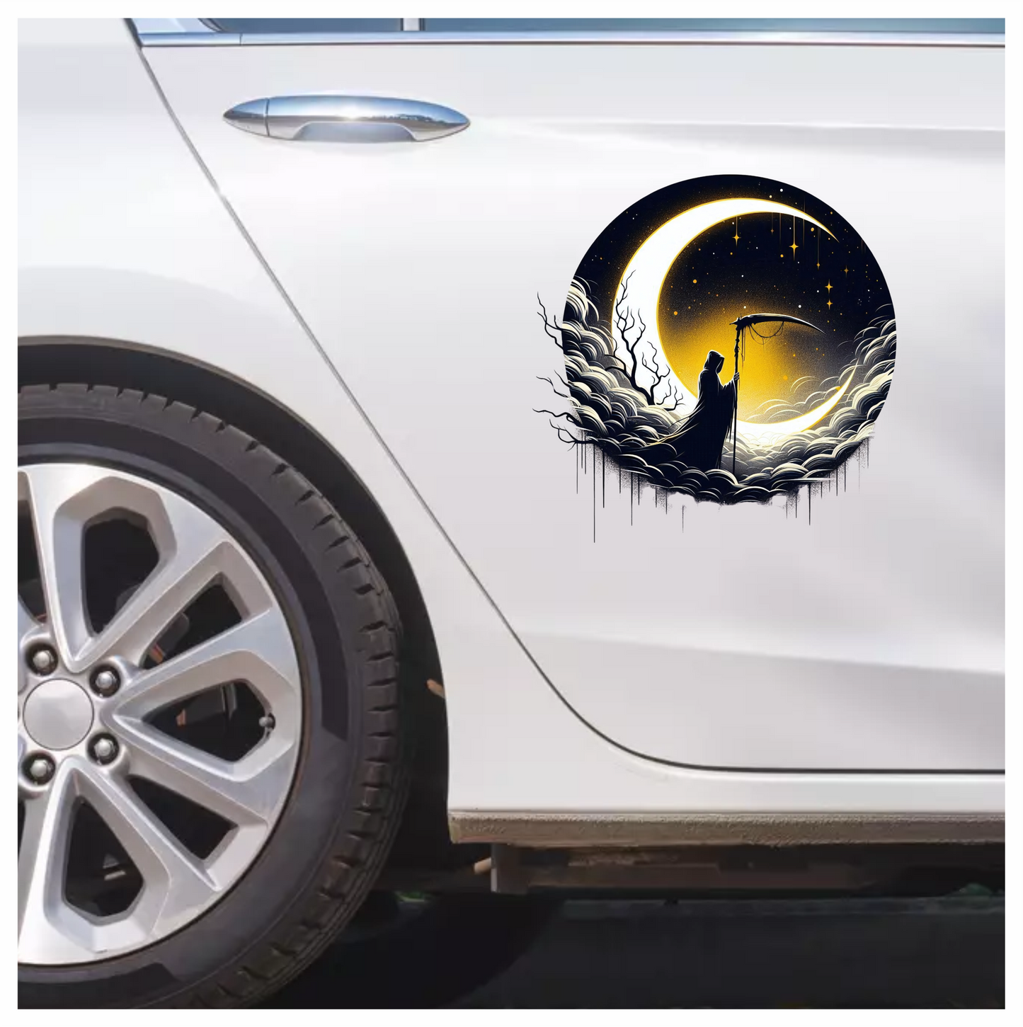 Grim Reaper Moon Clouds Stars Vinyl Sticker Decal