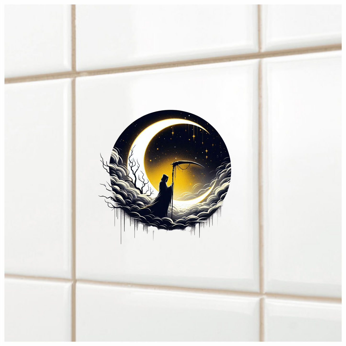 Grim Reaper Moon Clouds Stars Vinyl Sticker Decal