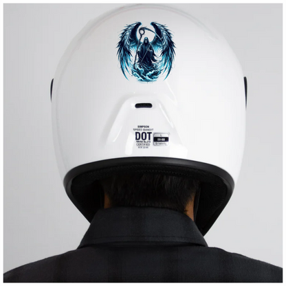 Grim Reaper Wings Skull Blue Water Vinyl Sticker Decal