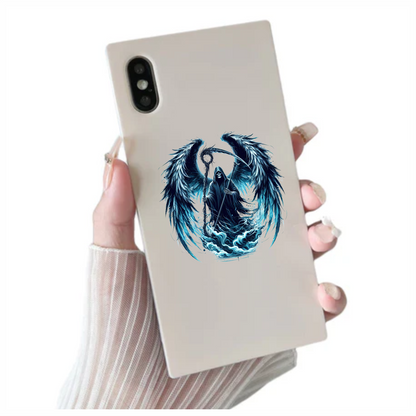Grim Reaper Wings Skull Blue Water Vinyl Sticker Decal