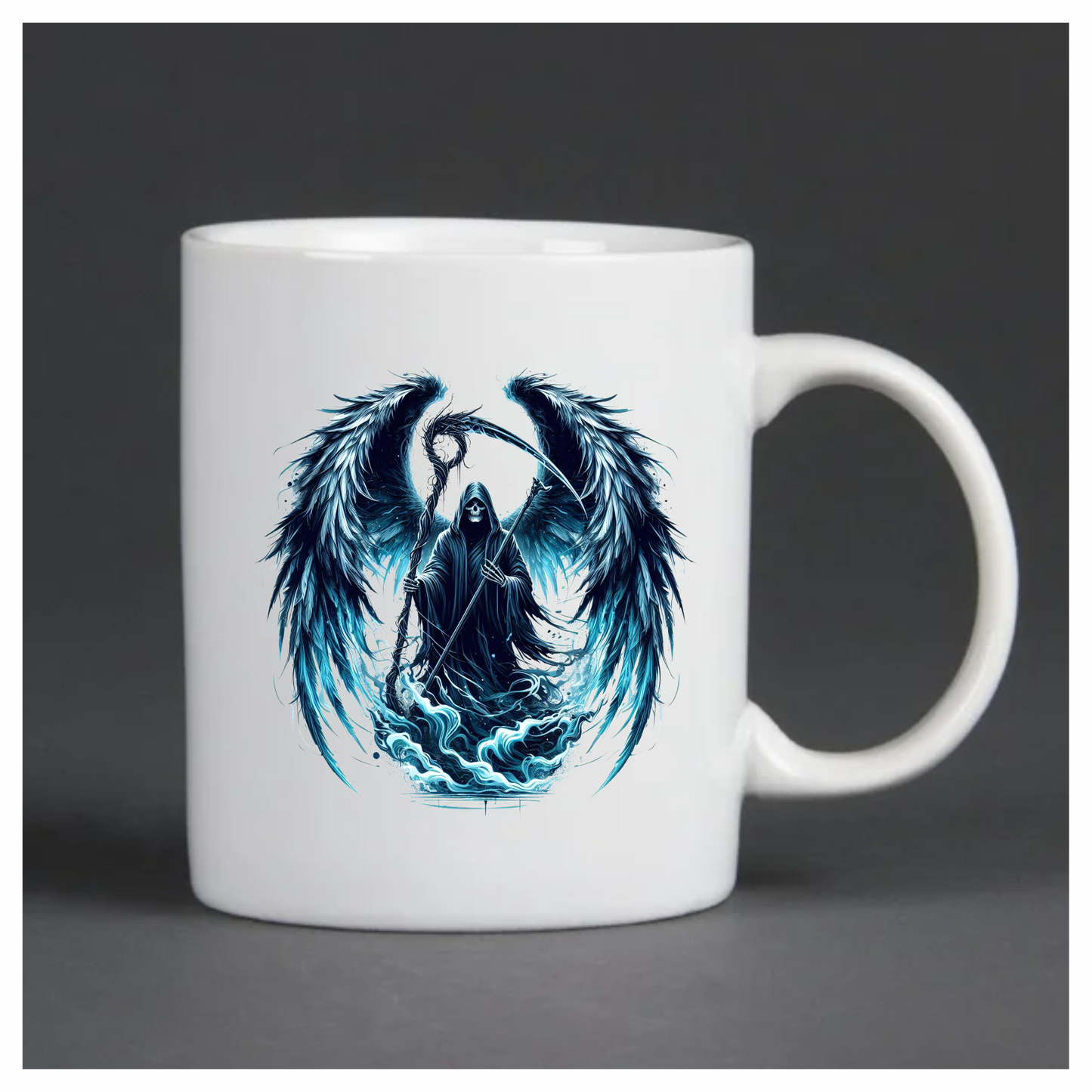 Grim Reaper Wings Skull Blue Water Vinyl Sticker Decal