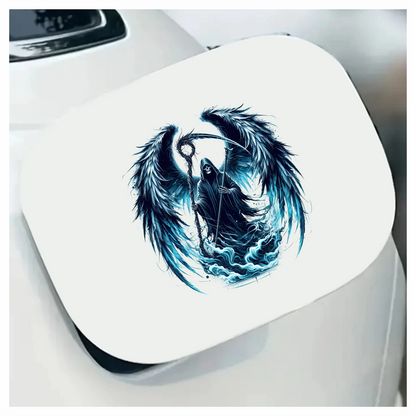 Grim Reaper Wings Skull Blue Water Vinyl Sticker Decal