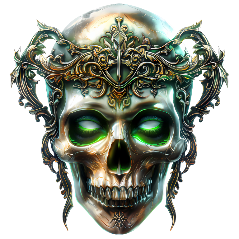 Skull Crown Green Eyes Metal Vinyl Sticker Decal