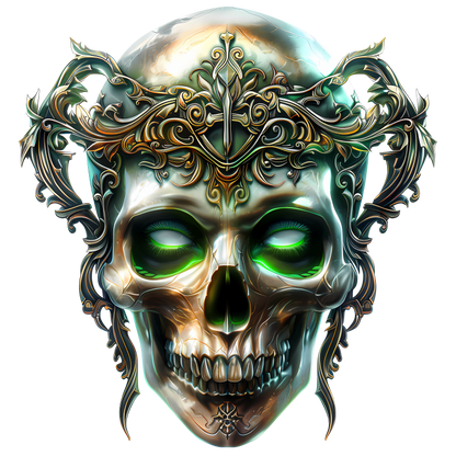 Skull Crown Green Eyes Metal Vinyl Sticker Decal